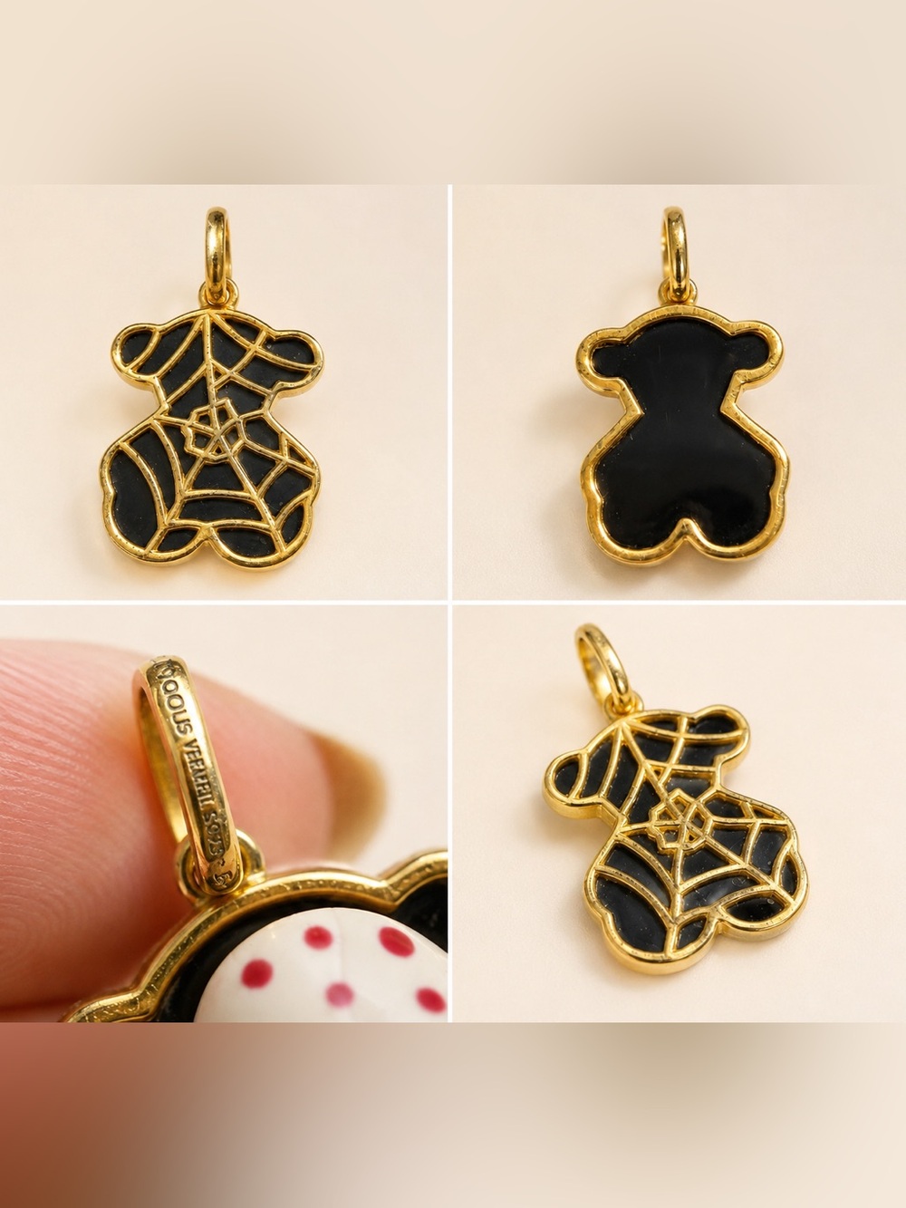 Tous 925 Gold and Crystal Pendant with Polka Dot Detail